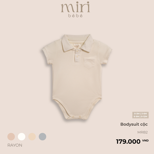Bodysuit cộc tay sơ sinh MIRI chất liệu mè thoáng khí phối màu phong cách tối giản cho bé