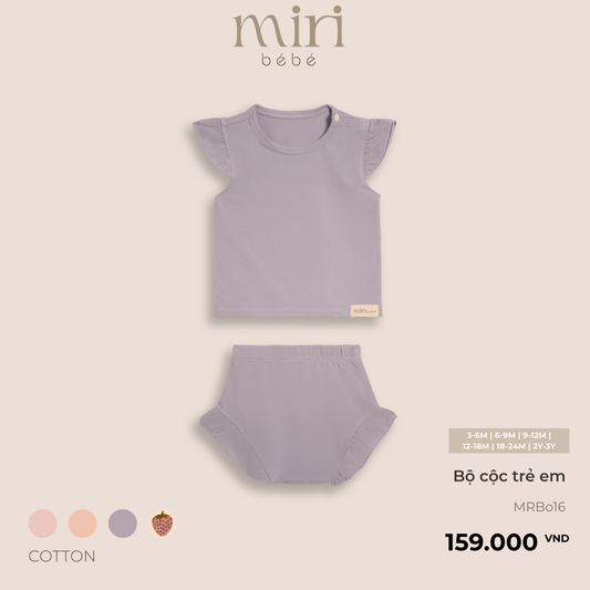 Bộ quần áo cộc trẻ em bé gái MIRI phối bèo áo tay hến quần bí vải cotton cao cấp nhẹ mát thiết kế hiện đại