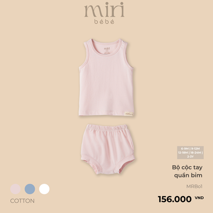 Bộ áo ba lỗ quần bỉm cho bé MIRI cotton cao cấp mềm mại thoáng mát thiết kế tối giản