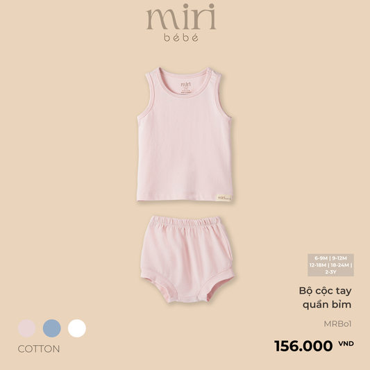 Bộ áo ba lỗ quần bỉm cho bé MIRI cotton cao cấp mềm mại thoáng mát thiết kế tối giản