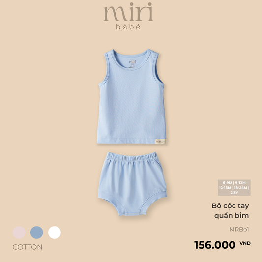 Bộ áo ba lỗ quần bỉm cho bé MIRI cotton cao cấp mềm mại thoáng mát thiết kế tối giản