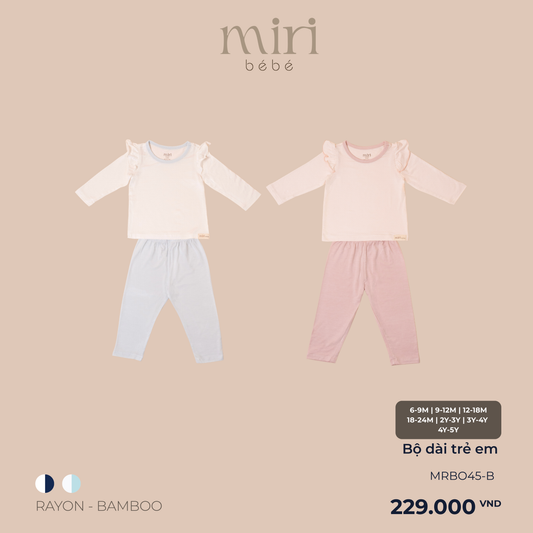 Bộ dài MIRI cho bé gái chui đầu tay bèo chất liệu rayon bamboo mềm nhẹ thoáng khí