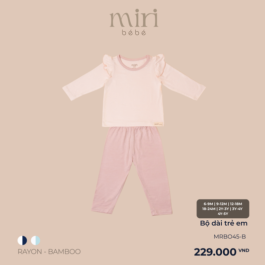 Bộ dài MIRI cho bé gái chui đầu tay bèo chất liệu rayon bamboo mềm nhẹ thoáng khí