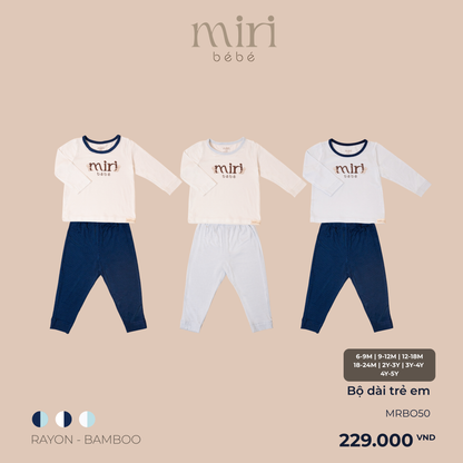 Bộ dài MIRI cho bé lật gấu phối quần chất liệu rayon bamboo cao cấp mềm mại thoáng mát co giãn