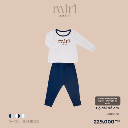 Bộ dài MIRI cho bé lật gấu phối quần chất liệu rayon bamboo cao cấp mềm mại thoáng mát co giãn