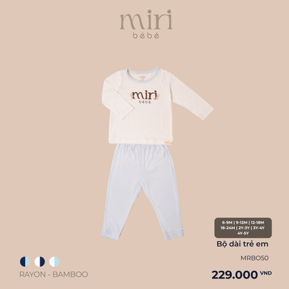 Bộ dài MIRI cho bé lật gấu phối quần chất liệu rayon bamboo cao cấp mềm mại thoáng mát co giãn