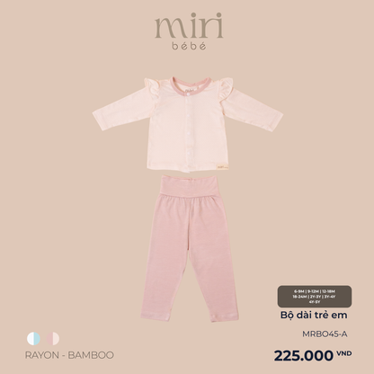 Bộ dài MIRI cho bé gái cài giữa tay bèo chất liệu rayon bamboo mềm nhẹ thoáng khí