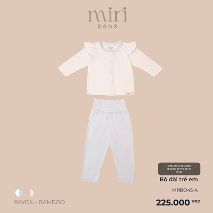 Bộ dài MIRI cho bé gái cài giữa tay bèo chất liệu rayon bamboo mềm nhẹ thoáng khí
