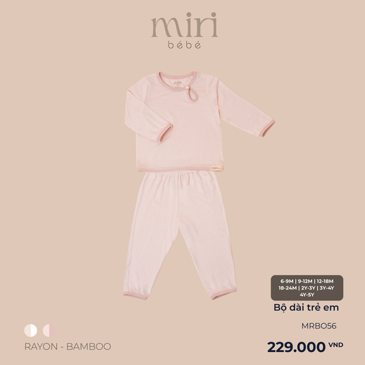Bộ dài MIRI cho bé gái chui đầu bo cổ chất liệu rayon bamboo cao cấp mềm mại thoáng mát co giãn