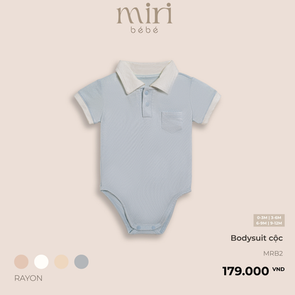 Bodysuit cộc tay sơ sinh MIRI chất liệu mè thoáng khí phối màu phong cách tối giản cho bé