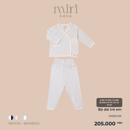 Bộ dài MIRI cho bé cài lệch viền phối màu chất liệu rayon bamboo mềm mịn co giãn thoải mái