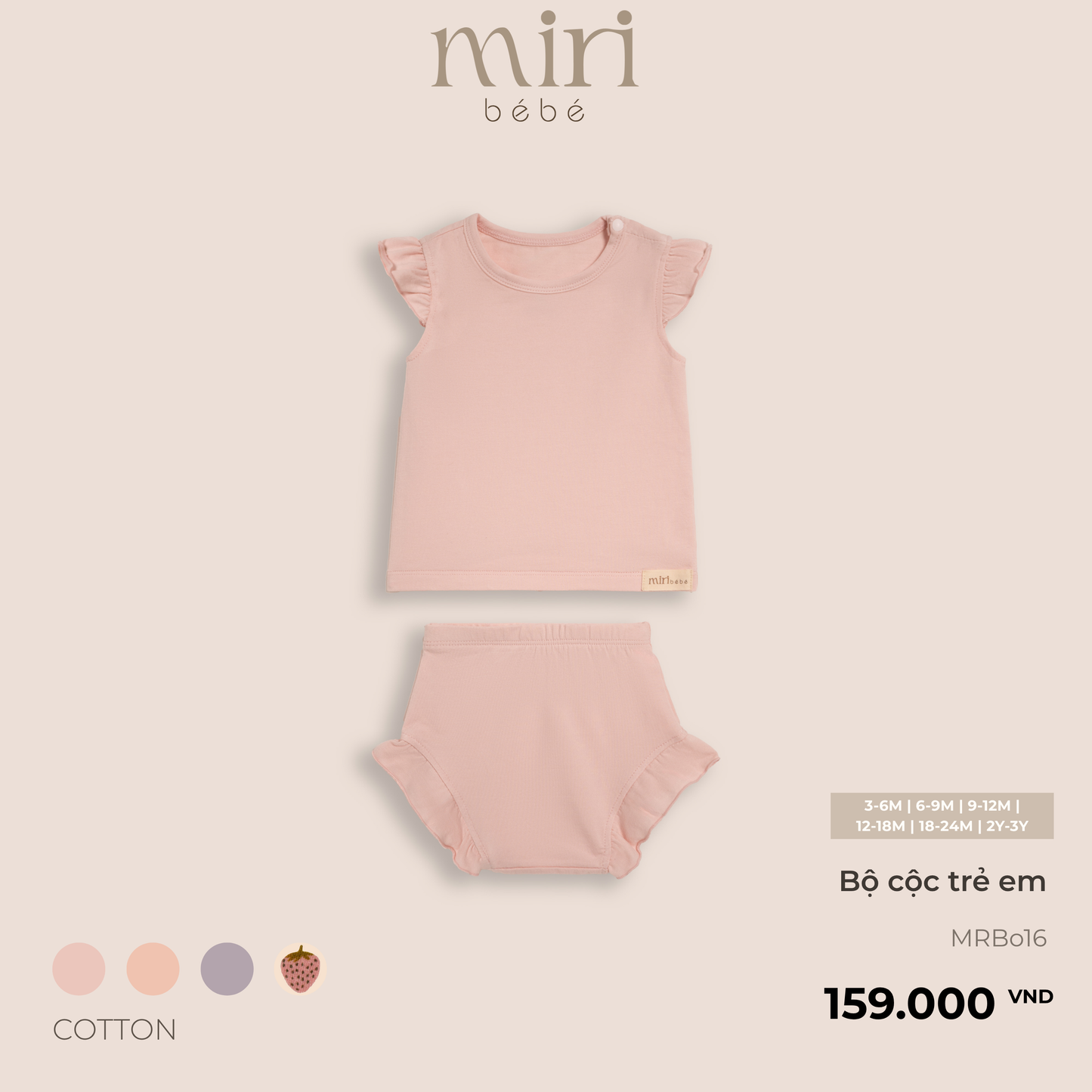 Bộ quần áo cộc trẻ em bé gái MIRI phối bèo áo tay hến quần bí vải cotton cao cấp nhẹ mát thiết kế hiện đại