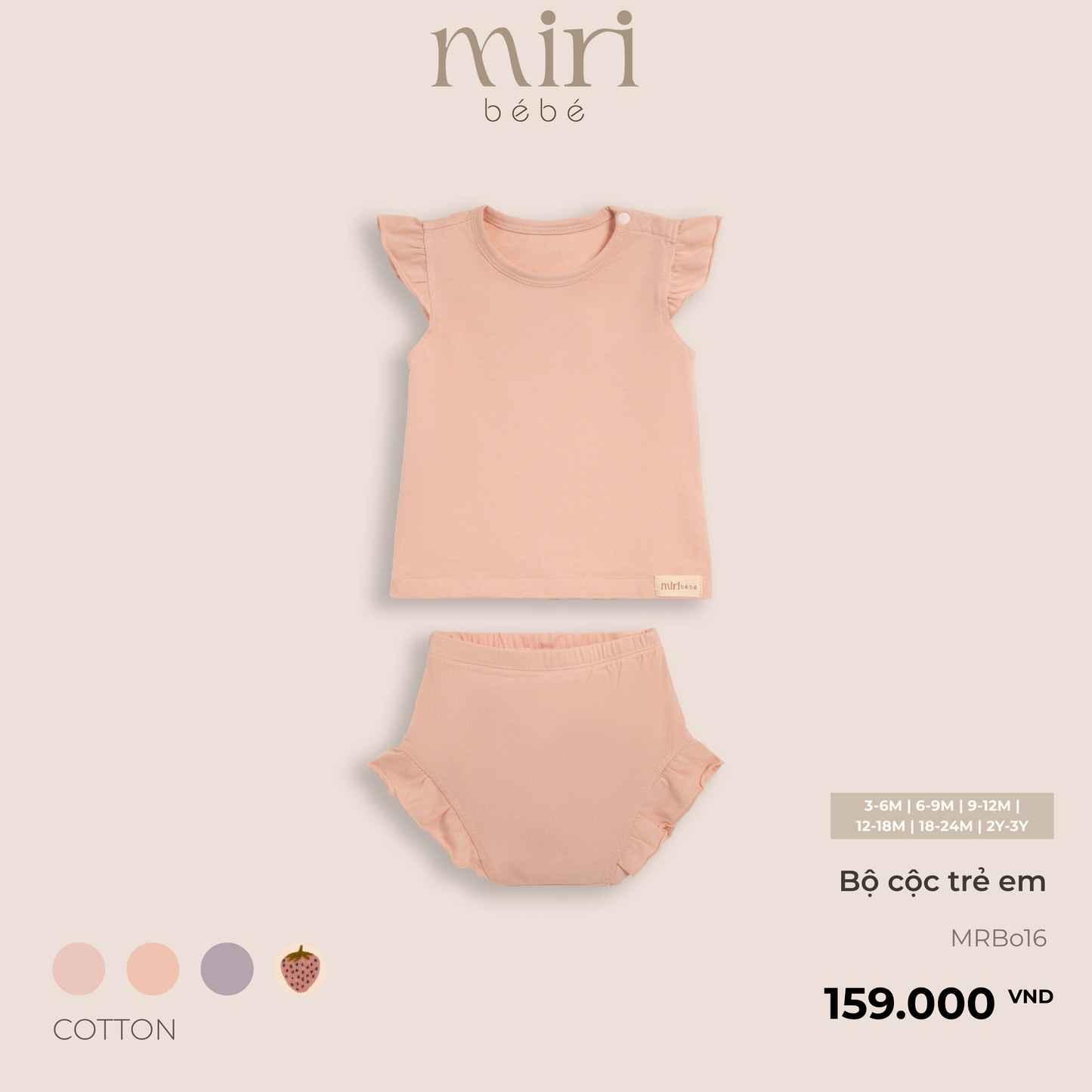 Bộ quần áo cộc trẻ em bé gái MIRI phối bèo áo tay hến quần bí vải cotton cao cấp nhẹ mát thiết kế hiện đại