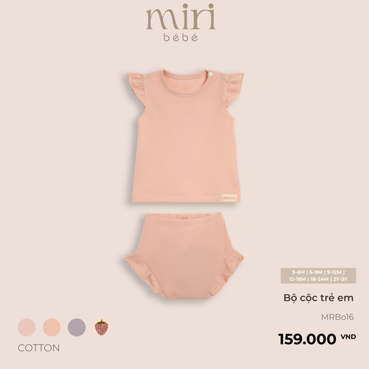 Bộ quần áo cộc trẻ em bé gái MIRI phối bèo áo tay hến quần bí vải cotton cao cấp nhẹ mát thiết kế hiện đại