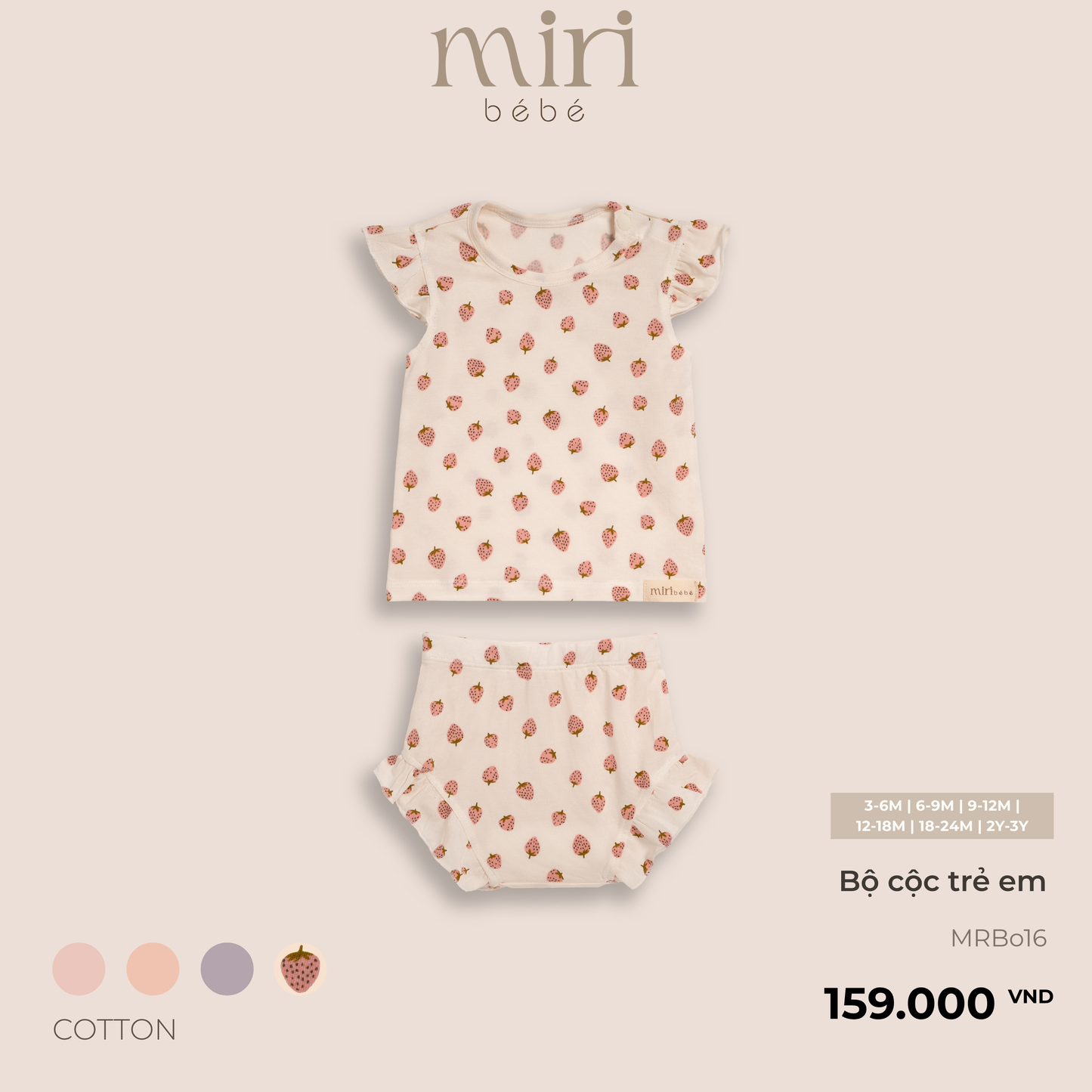 Bộ quần áo cộc trẻ em bé gái MIRI phối bèo áo tay hến quần bí vải cotton cao cấp nhẹ mát thiết kế hiện đại