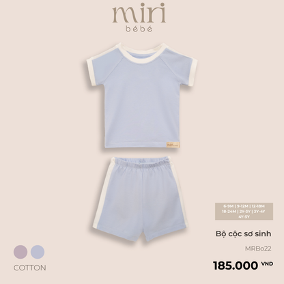 Bộ quần áo cộc sơ sinh trẻ em MIRI phối màu viền vải cotton cao cấp nhẹ mát thiết kế tối giản hiện đại