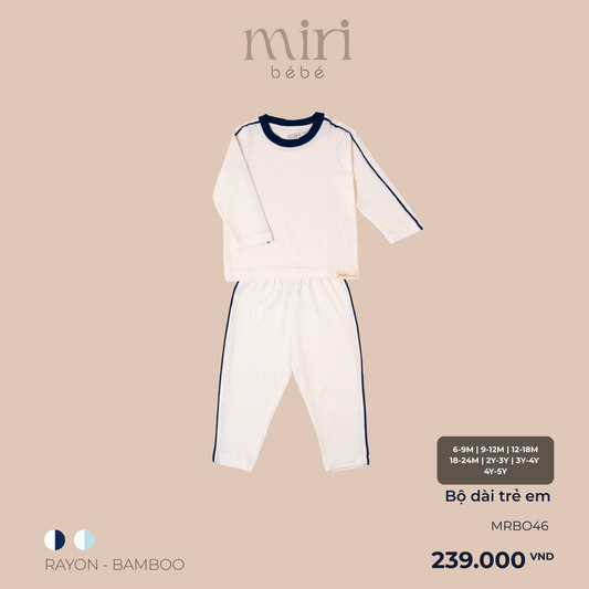 Bộ dài MIRI cho bé phối lé chất liệu rayon bamboo cao cấp mềm mại thoáng mát co giãn