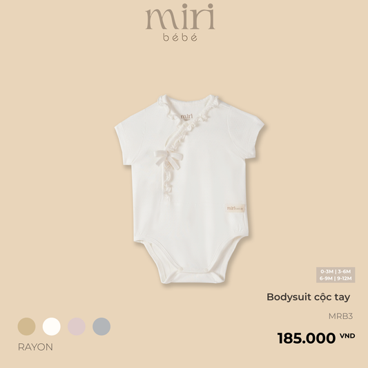 Bodysuit bé gái MIRI cổ chéo phối ren chất liệu mềm mại thiết kế tối giản cao cấp