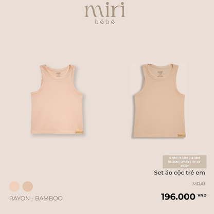 Set 2 áo ba lỗ trẻ em MIRI chất liệu mè thoáng khí phong cách tối giản cho bé