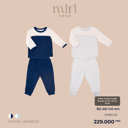 Bộ dài MIRI cho bé tay phối ngực chất liệu rayon bamboo cao cấp mềm mại thoáng mát co giãn
