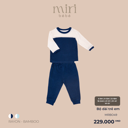 Bộ dài MIRI cho bé tay phối ngực chất liệu rayon bamboo cao cấp mềm mại thoáng mát co giãn