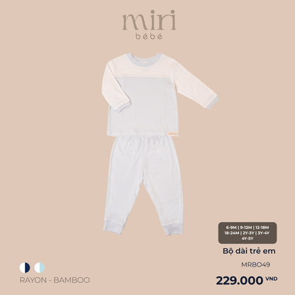 Bộ dài MIRI cho bé tay phối ngực chất liệu rayon bamboo cao cấp mềm mại thoáng mát co giãn