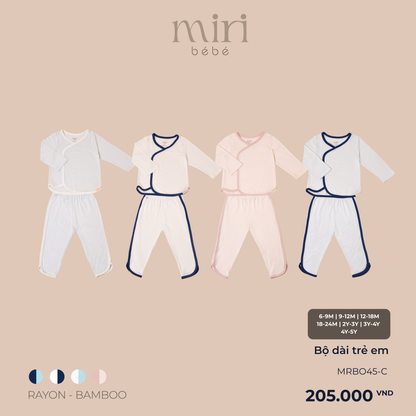 Bộ dài MIRI cho bé phối viền chất liệu rayon bamboo mềm nhẹ thoáng khí thấm hút tốt