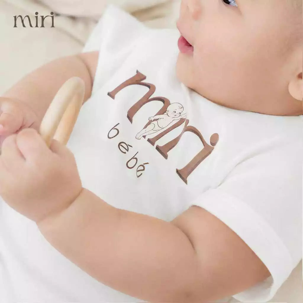 Bộ áo cộc tay lật gấu quần bỉm cho bé MIRI cotton cao cấp mềm mại thiết kế tối giản