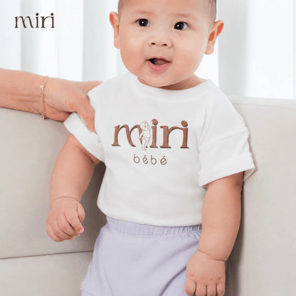 Bộ áo cộc tay lật gấu quần bỉm cho bé MIRI cotton cao cấp mềm mại thiết kế tối giản