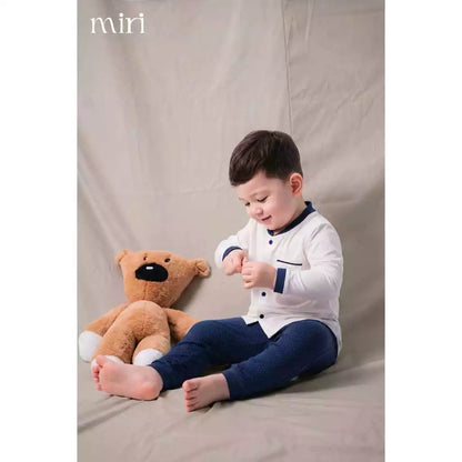 Bộ dài MIRI cho bé trai cài giữa phối cổ bo tay chất liệu rayon bamboo mềm nhẹ thoáng khí thấm hút tốt