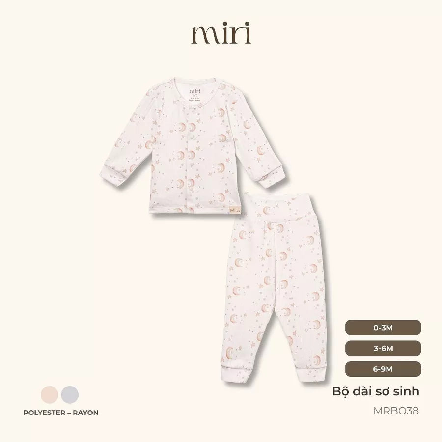 Bộ quần áo dài sơ sinh cài giữa chất liệu polyester kết hợp rayon thoải mái cho bé