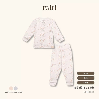 Bộ quần áo dài sơ sinh cài giữa chất liệu polyester kết hợp rayon thoải mái cho bé