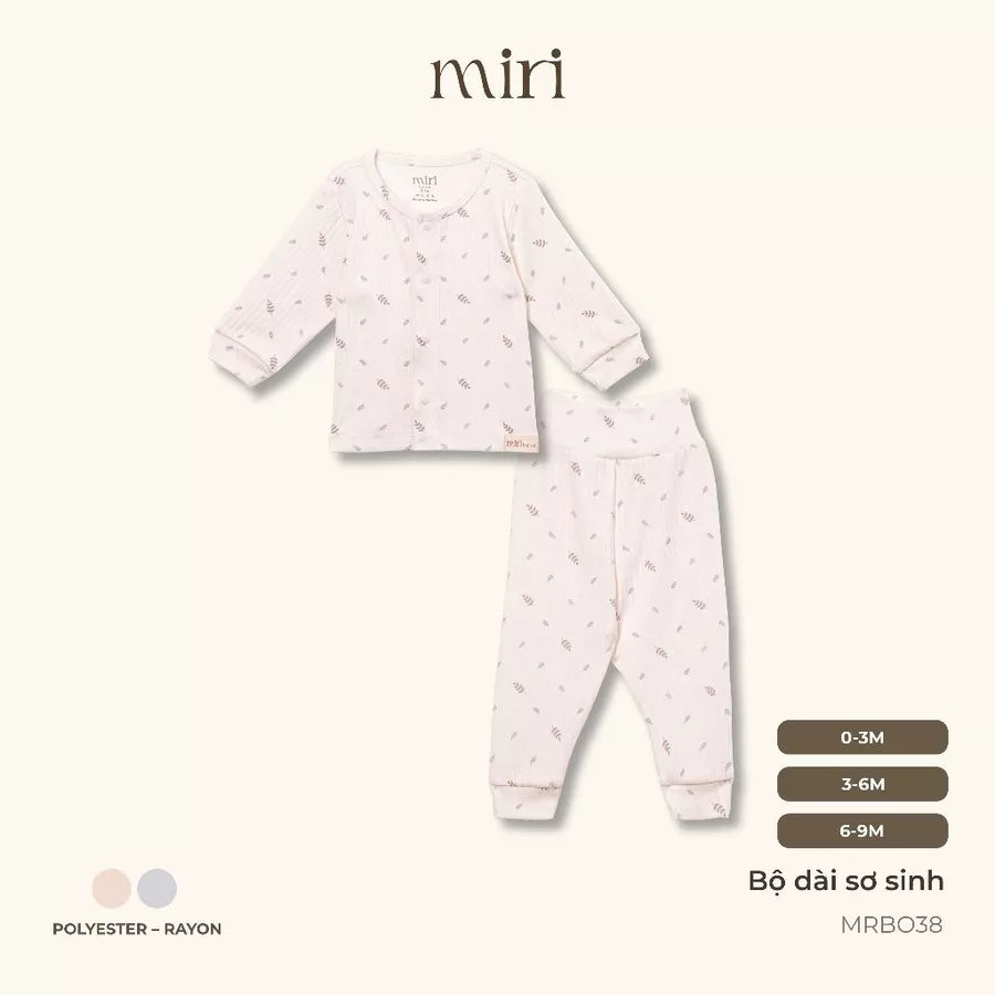 Bộ quần áo dài sơ sinh cài giữa chất liệu polyester kết hợp rayon thoải mái cho bé