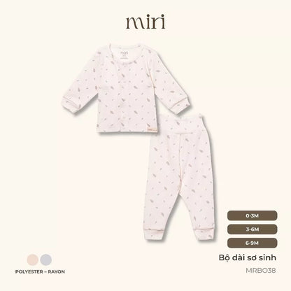 Bộ quần áo dài sơ sinh cài giữa chất liệu polyester kết hợp rayon thoải mái cho bé