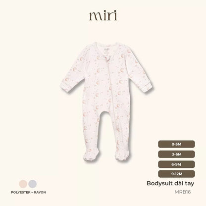 Sleepsuit cài chéo dài tay phối bao chân chất liệu polyester kết hợp rayon thoải mái cho bé