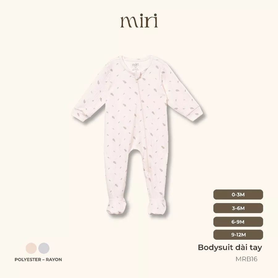 Sleepsuit cài chéo dài tay phối bao chân chất liệu polyester kết hợp rayon thoải mái cho bé